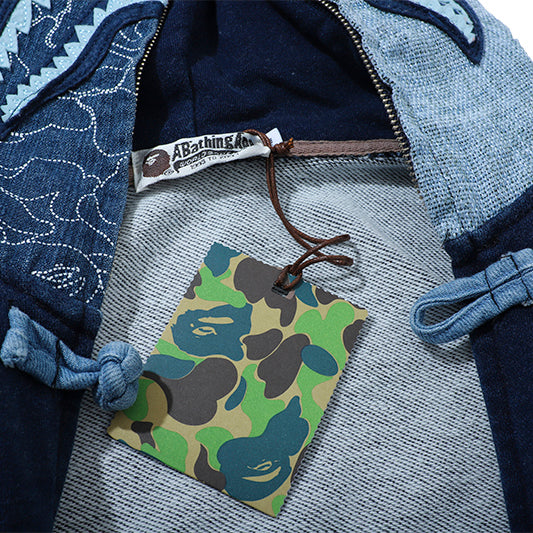 BAPE Shark Denim Washed Fabric Full Zipper Hoodie