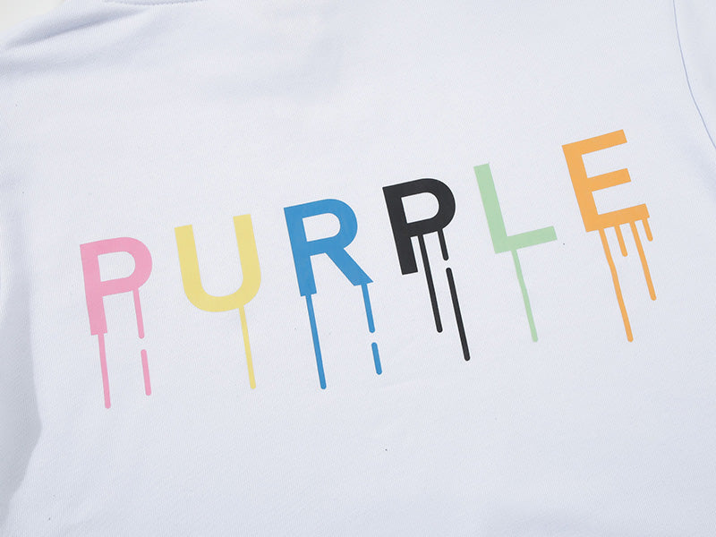 Purple Brand Logo Pattern Printed Hoodie