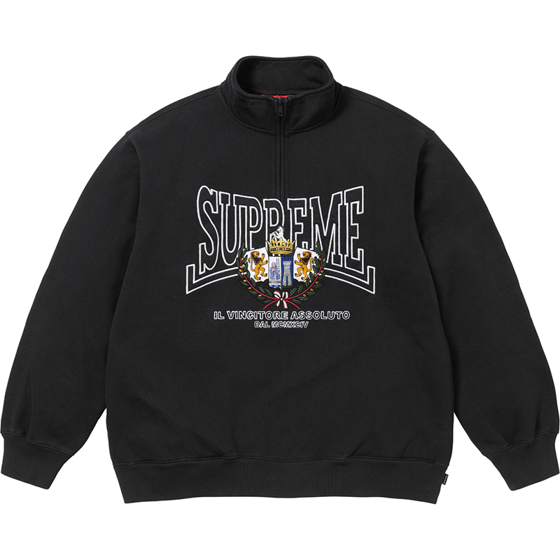 Supreme Crest Applique Half Zip Sweatshirts
